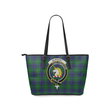 Oliphant Tartan Leather Tote Bag with Family Crest