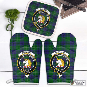 Oliphant Tartan Combo Oven Mitt & Pot-Holder with Family Crest Combo 2 Oven Mitt & 1 Pot-Holder Black - Tartan Vibes Clothing
