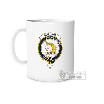 Oliphant Family Crest Ceramic Mug White - 2D-tartanvibesclothing