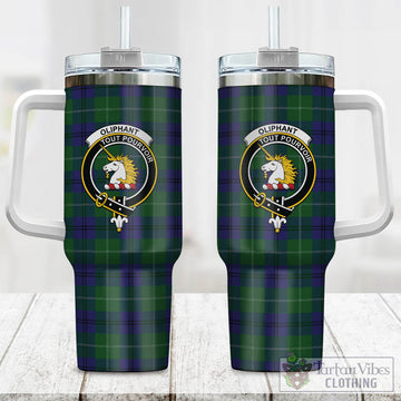 Oliphant Tartan Tumbler with Handle with Family Crest One Size 40 OZ - Tartan Vibes Clothing