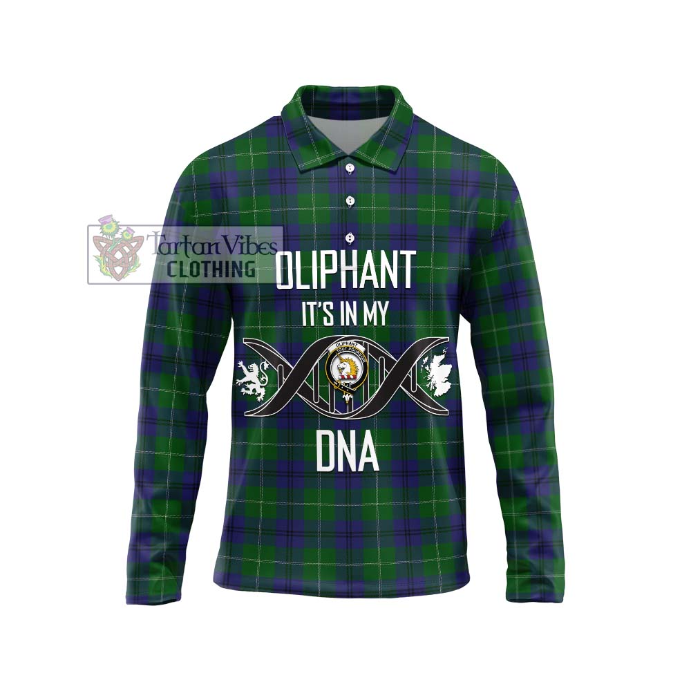 Oliphant Tartan Long Sleeve Polo Shirt with Family Crest DNA In Me Style Unisex - Tartan Vibes Clothing