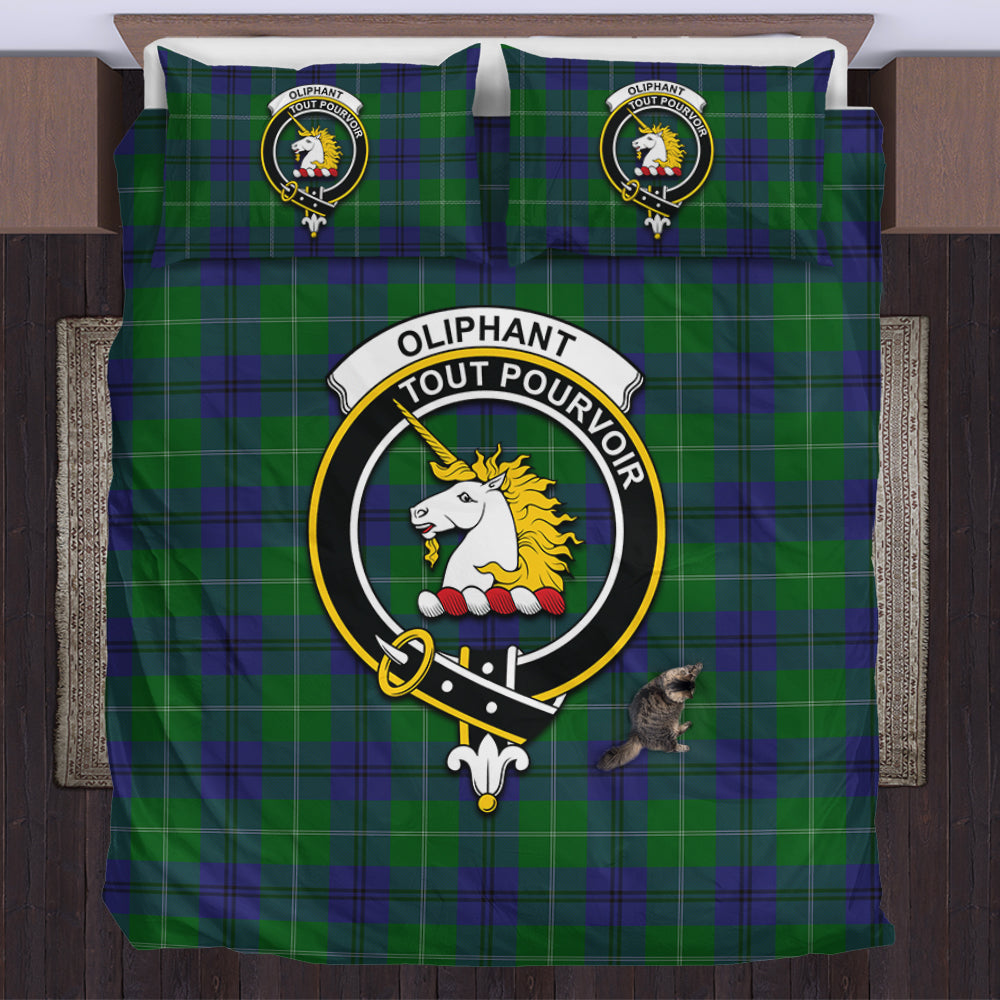 Oliphant Tartan Bedding Set with Family Crest US Bedding Set - Tartan Vibes Clothing