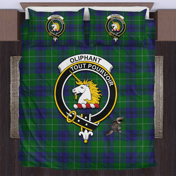Oliphant Tartan Bedding Set with Family Crest US Bedding Set - Tartan Vibes Clothing