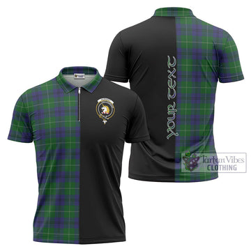 Oliphant Tartan Zipper Polo Shirt with Family Crest and Half Of Me Style Unisex - Tartan Vibes Clothing