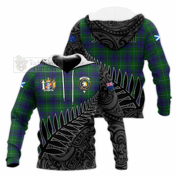 Oliphant Crest Tartan Knitted Hoodie with New Zealand Silver Fern Half Style Unisex Knitted Pullover Hoodie - Tartan Vibes Clothing