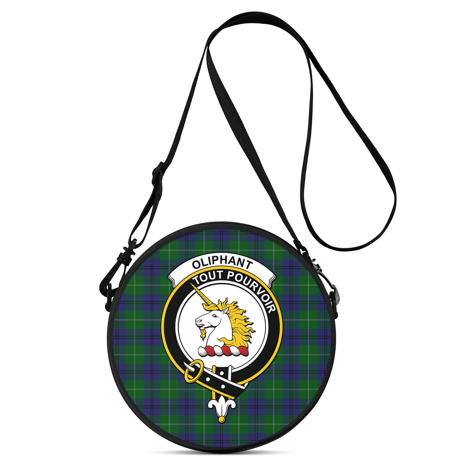 Oliphant Tartan Round Satchel Bags with Family Crest One Size 9*9*2.7 inch - Tartan Vibes Clothing