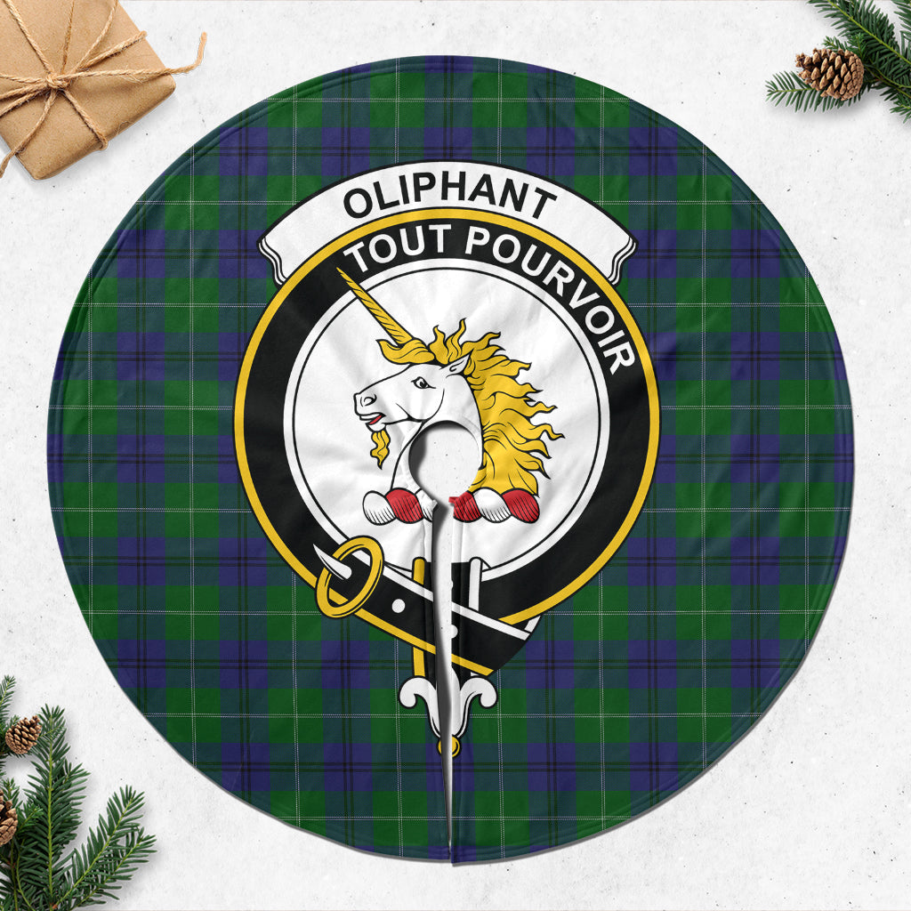 Oliphant Tartan Christmas Tree Skirt with Family Crest 47*47 inch - Tartan Vibes Clothing