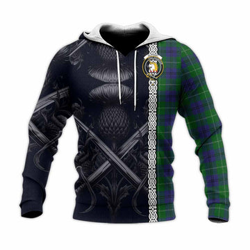 Oliphant Tartan Knitted Hoodie with Family Crest Cross Sword Thistle Celtic Vibes Unisex Knitted Pullover Hoodie - Tartan Vibes Clothing