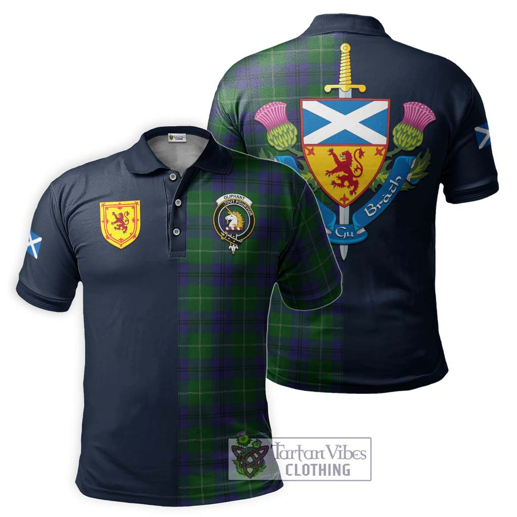 Oliphant Tartan Polo Shirt Alba with Scottish Lion Royal Arm Half Style Kid - Tartan Vibes Clothing