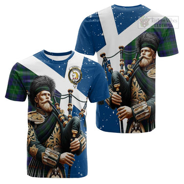 Oliphant Tartan Cotton T-shirt with Family Crest Scottish Bagpiper Vibes Kid's Shirt - Tartan Vibes Clothing