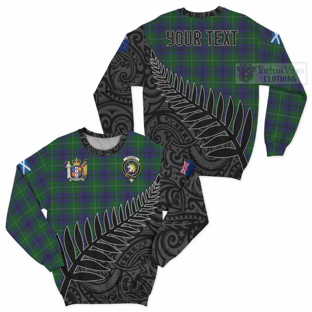 Oliphant Crest Tartan Sweatshirt with New Zealand Silver Fern Half Style Unisex - Tartan Vibes Clothing