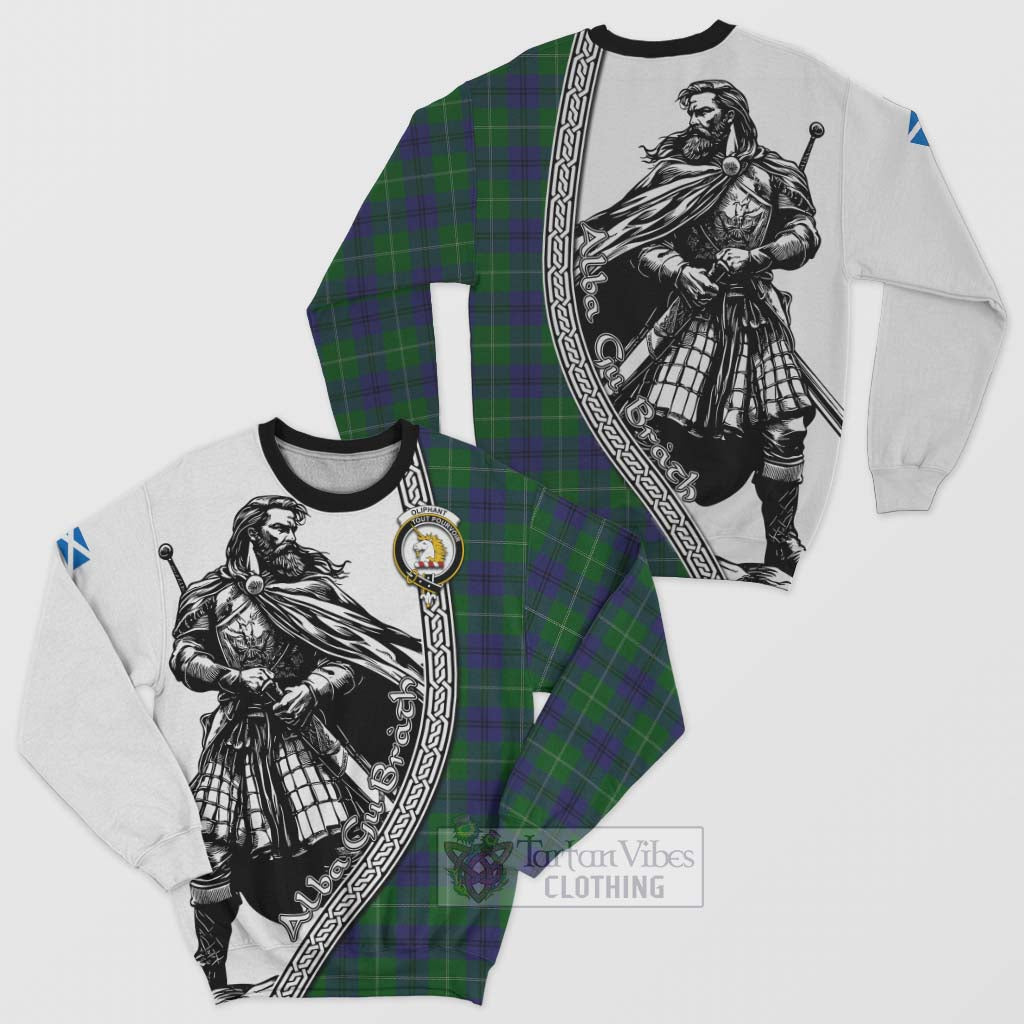 Oliphant Tartan Clan Crest Sweatshirt with Highlander Warrior Celtic Style Unisex - Tartan Vibes Clothing