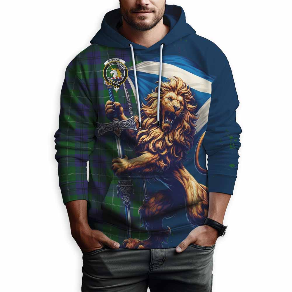 Oliphant Tartan Family Crest Hoodie with Scottish Majestic Lion Zip Hoodie - Tartan Vibes Clothing