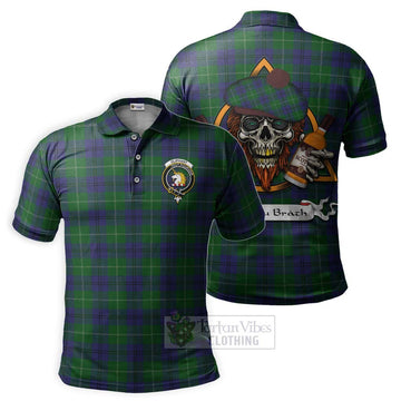 Oliphant Tartan Polo Shirt with Family Crest and Bearded Skull Holding Bottles of Whiskey Kid - Tartan Vibes Clothing