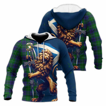 Oliphant Tartan Family Crest Knitted Hoodie with Scottish Majestic Lion Unisex Knitted Pullover Hoodie - Tartan Vibes Clothing