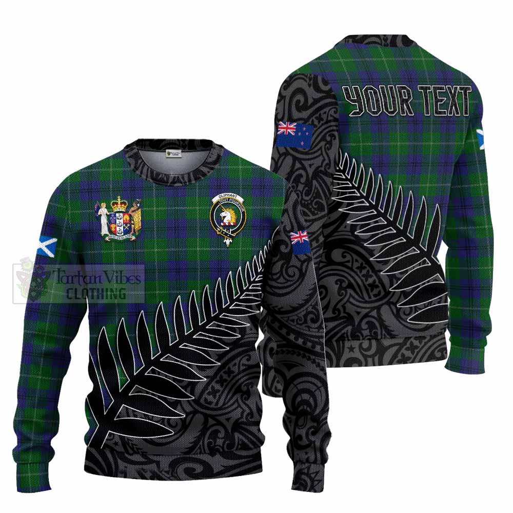 Oliphant Crest Tartan Knitted Sweater with New Zealand Silver Fern Half Style Unisex - Tartan Vibes Clothing