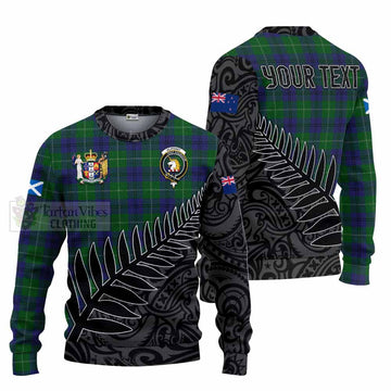Oliphant Crest Tartan Knitted Sweater with New Zealand Silver Fern Half Style Unisex - Tartan Vibes Clothing