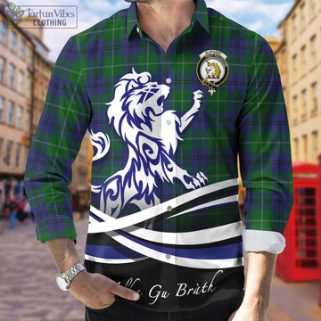 Oliphant Tartan Long Sleeve Button Up Shirt with Alba Gu Brath Regal Lion Emblem