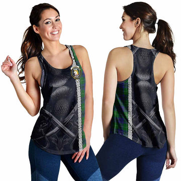 Oliphant Tartan Women's Racerback Tanks with Family Crest Cross Sword Thistle Celtic Vibes 4XL - Tartan Vibes Clothing