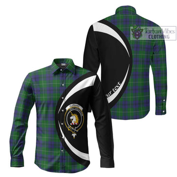 Oliphant Tartan Long Sleeve Button Up with Family Crest Circle Style Men's Shirt S - Tartan Vibes Clothing
