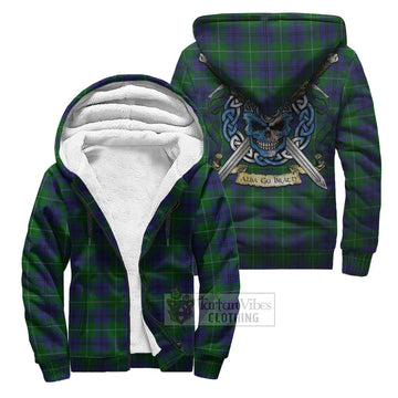 Oliphant Tartan Sherpa Hoodie with Family Crest Celtic Skull Style Unisex S - Tartan Vibes Clothing