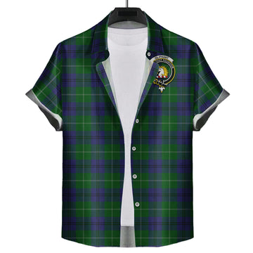 Oliphant Tartan Short Sleeve Button Down Shirt with Family Crest