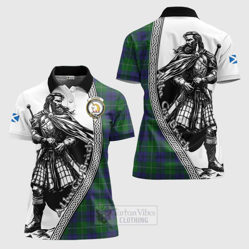 Oliphant Tartan Clan Crest Women's Polo Shirt with Highlander Warrior Celtic Style Women - Tartan Vibes Clothing