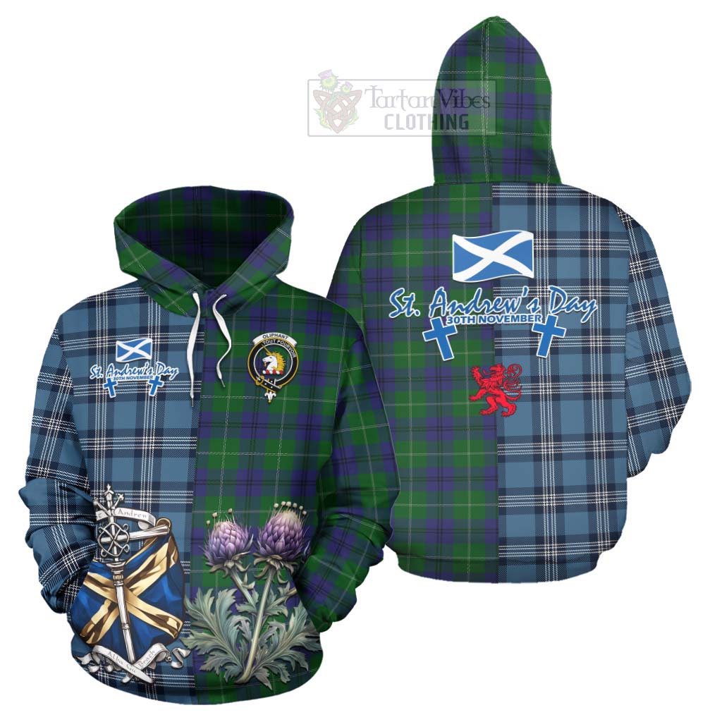 Oliphant Tartan Hoodie Happy St. Andrew's Day Half Tartan Style Zip Hoodie - Tartan Vibes Clothing