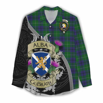 Oliphant Tartan Family Crest Women's Casual Shirt Lion Rampant Royal Thistle Shield Celtic Inspired Female - Tartan Vibes Clothing