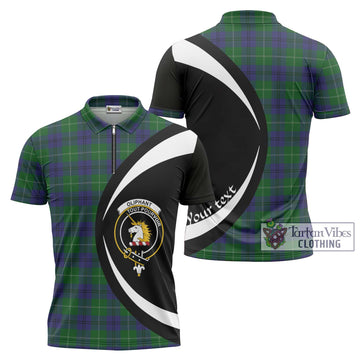 Oliphant Tartan Zipper Polo Shirt with Family Crest Circle Style Unisex - Tartan Vibes Clothing