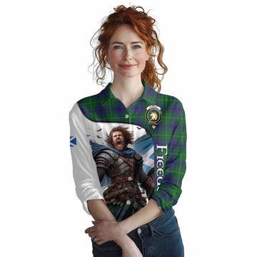 Tartan Vibes Clothing Oliphant Crest Tartan Women's Casual Shirt Inspired by the Freedom of Scottish Warrior