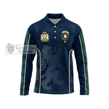 Oliphant Tartan Long Sleeve Polo Shirt with Family Crest and Lion Rampant Vibes Sport Style Unisex - Tartan Vibes Clothing