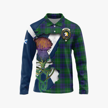 Tartan Vibes Clothing Oliphant Tartan Family Crest Long Sleeve Polo Shirt Scottish Thistle Celtic Inspired