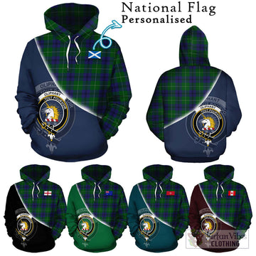 Oliphant Tartan Hoodie with Personalised National Flag and Family Crest Half Style Zip Hoodie - Tartan Vibes Clothing