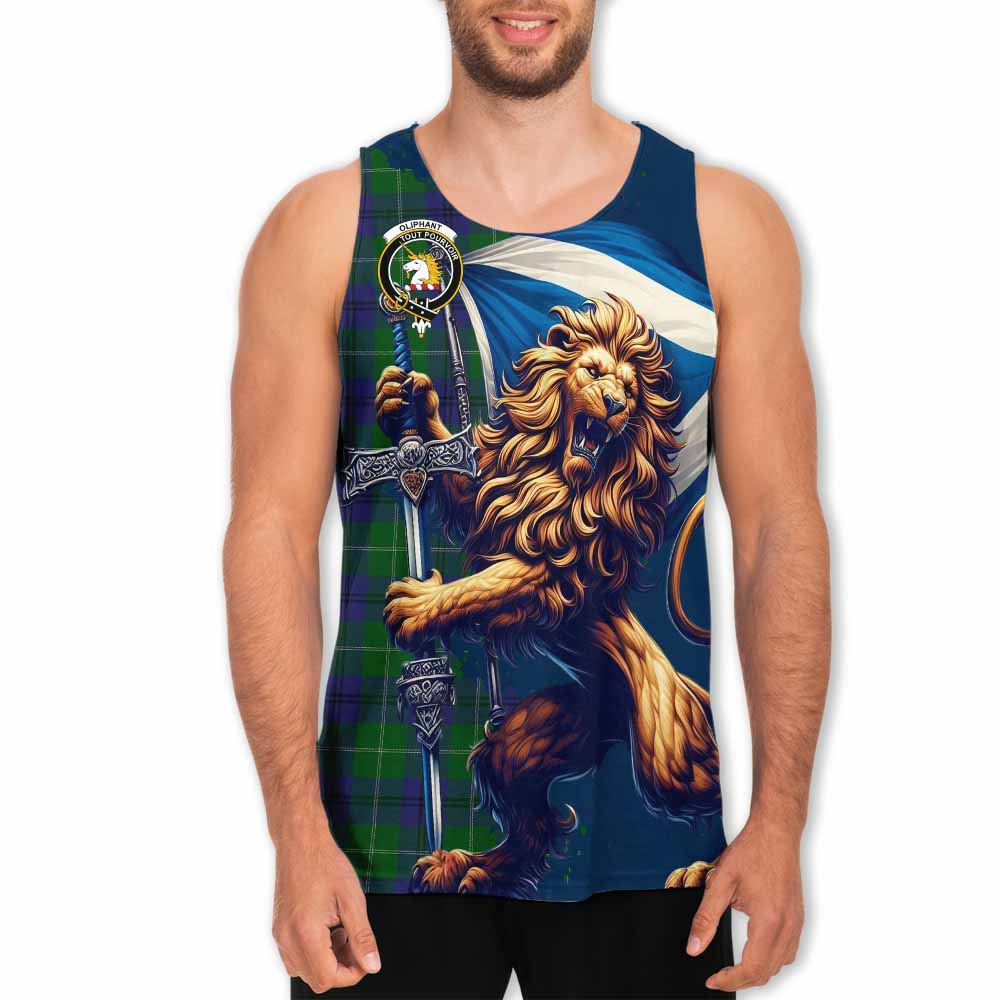Oliphant Tartan Family Crest Men's Tank Top with Scottish Majestic Lion Men - Tartan Vibes Clothing