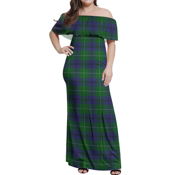 Oliphant Tartan Off Shoulder Long Dress Women's Dress - Tartan Vibes Clothing