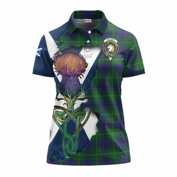 Tartan Vibes Clothing Oliphant Tartan Family Crest Women's Polo Shirt Scottish Thistle Celtic Inspired
