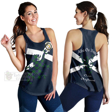 Oliphant Tartan Lion Rampant Women's Racerback Tanks Proudly Display Your Heritage with Alba Gu Brath and Clan Name 4XL - Tartan Vibes Clothing