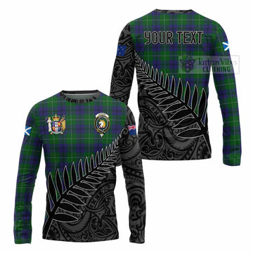 Oliphant Crest Tartan Long Sleeve T-Shirt with New Zealand Silver Fern Half Style Unisex - Tartan Vibes Clothing