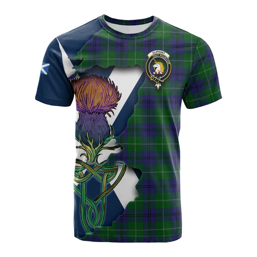 Oliphant Tartan Family Crest Cotton T-shirt Scottish Thistle Celtic Inspired Kid's Shirt - Tartan Vibes Clothing