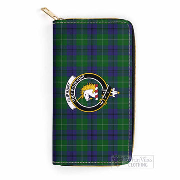 Tartan Vibes Clothing Oliphant Tartan Women's Leather Wallet with Family Crest