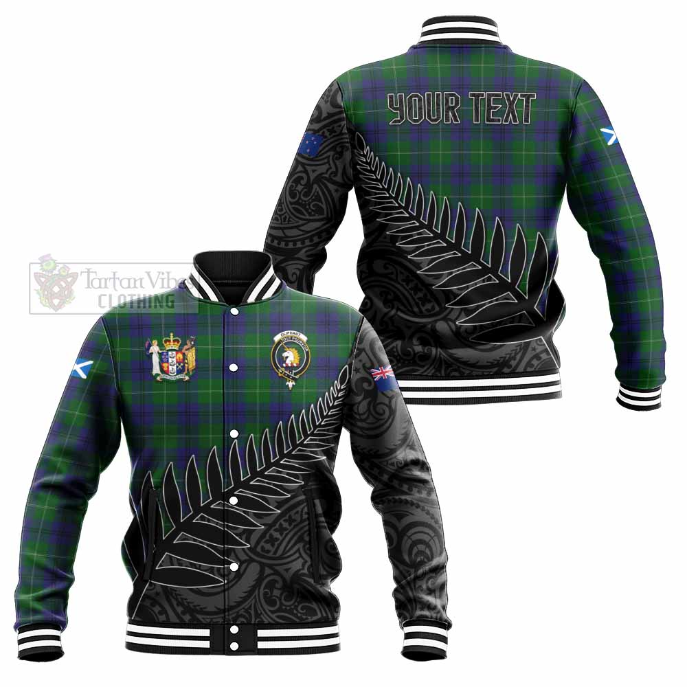 Oliphant Crest Tartan Baseball Jacket with New Zealand Silver Fern Half Style Unisex - Tartan Vibes Clothing