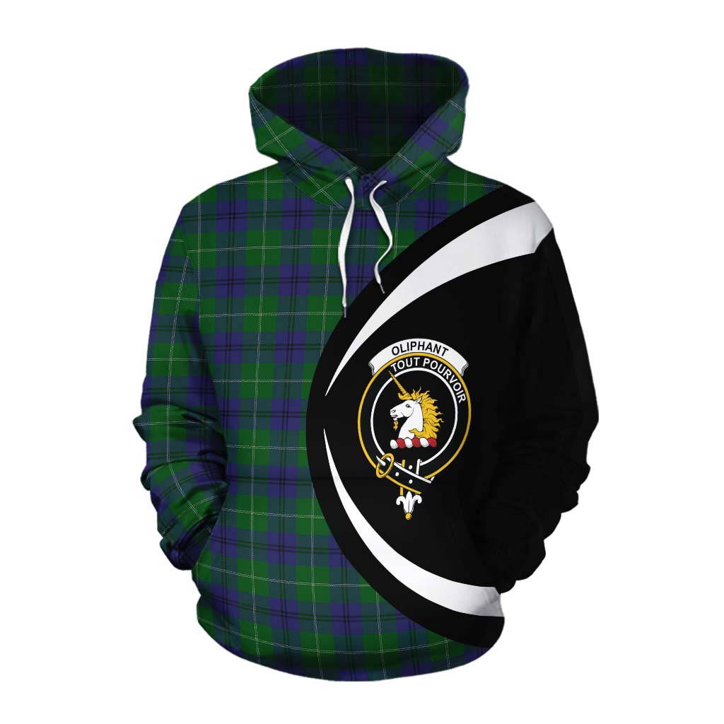 Oliphant Tartan Cotton Hoodie with Family Crest Circle Style Pullover Hoodie XS - Tartan Vibes Clothing