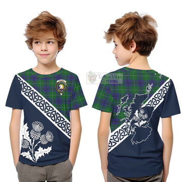 Oliphant Tartan Kid T-Shirt Featuring Thistle and Scotland Map Youth XL Size14 - Tartan Vibes Clothing