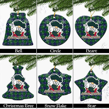Oliphant Tartan Christmas Ceramic Ornaments with Scottish Gnome Playing Bagpipes Ceramic - Tartan Vibes Clothing
