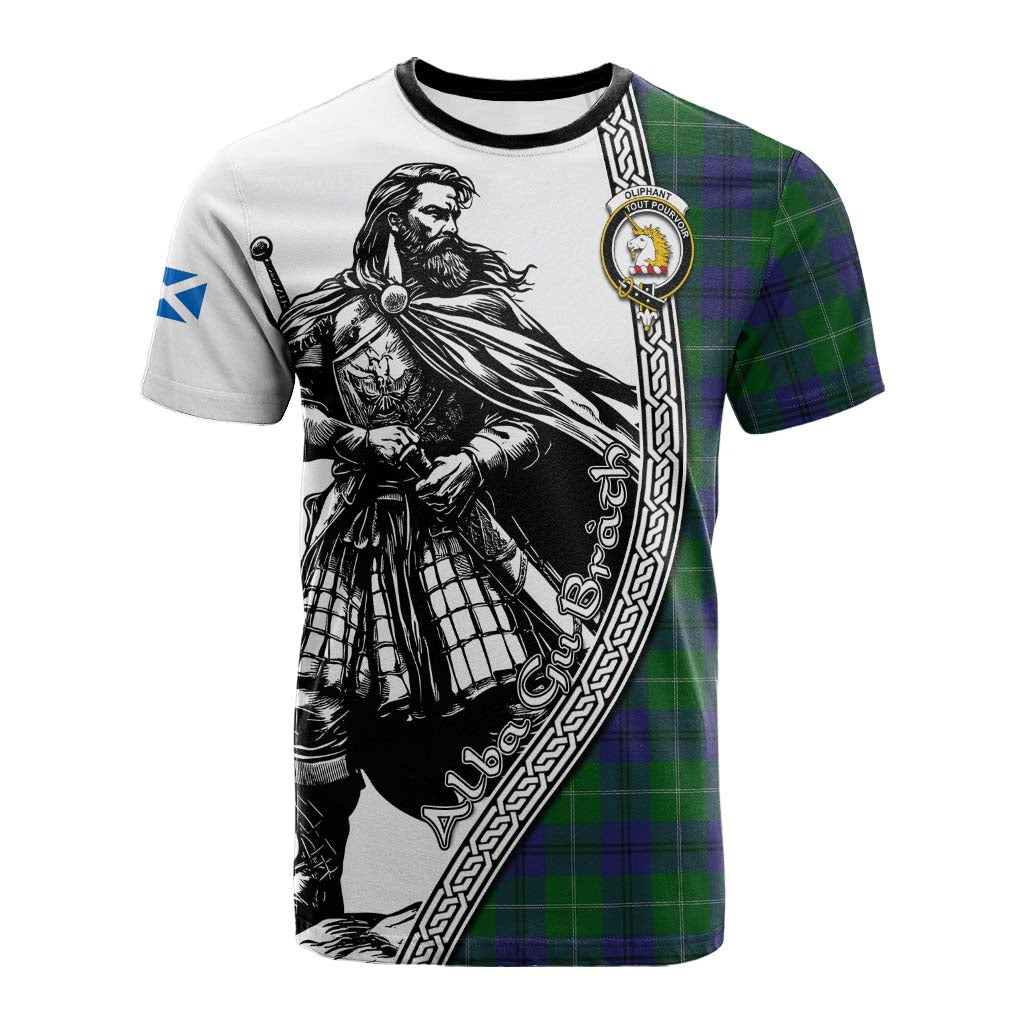Oliphant Tartan Clan Crest Cotton T-shirt with Highlander Warrior Celtic Style Kid's Shirt - Tartan Vibes Clothing