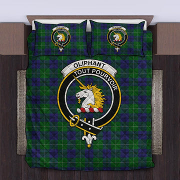 Oliphant Tartan Quilt Bed Set with Family Crest King - Tartan Vibes Clothing