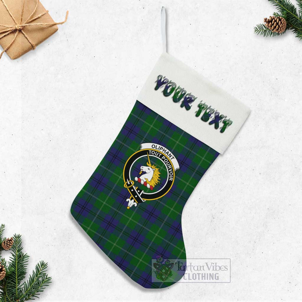 Oliphant Tartan Family Crest Christmas Stocking with Personalized Text - Tartan Vibes Clothing