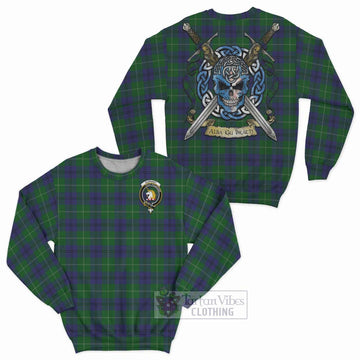 Oliphant Tartan Sweatshirt with Family Crest Celtic Skull Style Unisex - Tartan Vibes Clothing