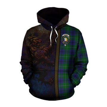 Tartan Vibes Clothing Oliphant Tartan Family Crest Cotton Hoodie Alba Gu Brath Be Brave Lion Ancient Style